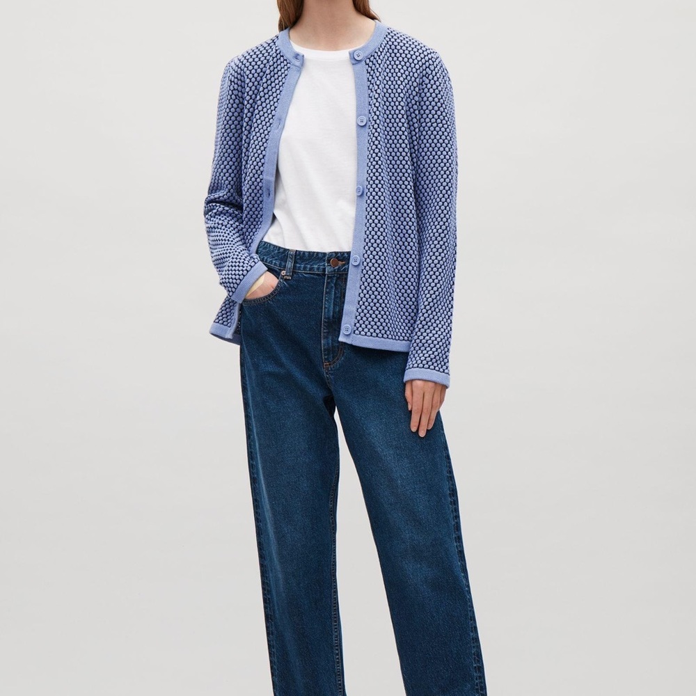 COS Structured Sleeve Blue Cardigan